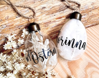 Personalized glass egg for hanging with name - Easter egg - filled with dried flowers or feathers - 6 x 4 cm - gift idea for Easter