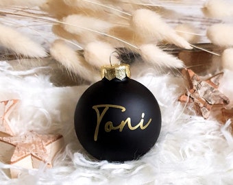 Personalisierte Christbaumkugel / Weihnachtskugel mit Name oder Wunschtext - aus Glas - Ø 6 cm - Geschenkidee zu Weihnachten
