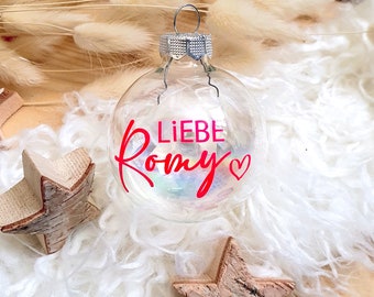 Personalisierte Christbaumkugel / Weihnachtskugel mit Name oder Wunschtext - aus Glas - Ø 6 cm - Geschenkidee zu Weihnachten