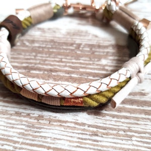 Dog collar Vagabond Izzy Pearl made of hand-dyed cotton rope and leather details in silver, gold or rose gold image 4