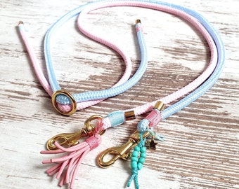 Cell phone cord *Hipster* Sky Loom - color pink / light blue - size-adjustable cell phone chain - details available in bronze, gold, rose gold or silver