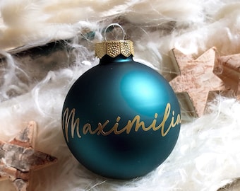 Personalisierte Christbaumkugel / Weihnachtskugel mit Name oder Wunschtext - aus Glas - Ø 6 cm - Geschenkidee zu Weihnachten