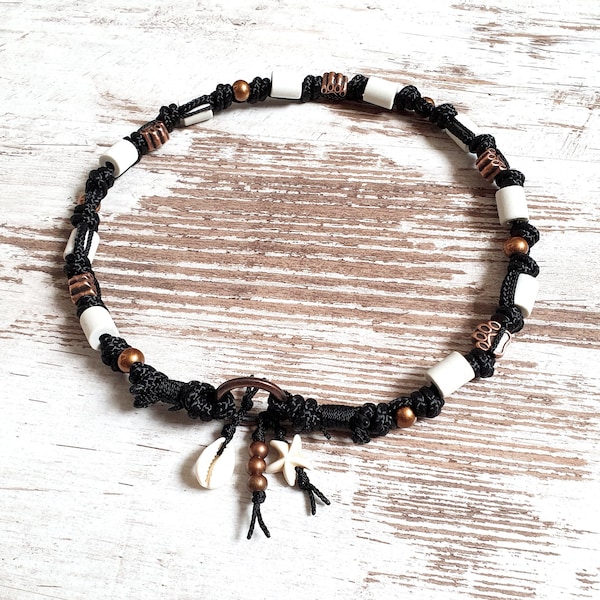 EM Ceramic Necklace *Gipsymee* Blackbird No. 1 - noble rope collar for dogs - black and copper
