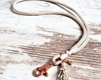 Dog whistle strap *Vagabond* Natural Shades No. 1 - Glitter lanyard for dog whistle made of leather - Details in gold, rose gold or silver