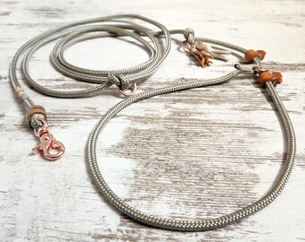 Moxon leash *Hipster* Chichi Ivory - made of rope - color taupe - details selectable in silver, gold or rose gold