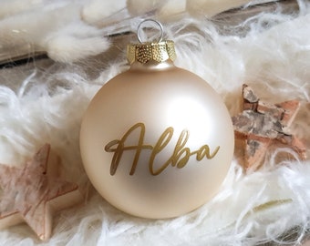 Personalisierte Christbaumkugel / Weihnachtskugel mit Name oder Wunschtext - aus Glas - Ø 6 cm - Geschenkidee zu Weihnachten