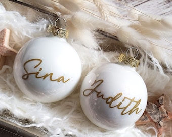 Gepersonaliseerde kerstboomversiering met naam of persoonlijke tekst - van glas - Ø 6 cm - Kerstcadeau-idee