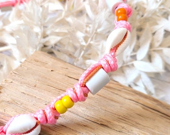 EM-Keramik Kette *Gipsymee* Pink Flamingo - Hippie Tau Schmuckhalsband für Hunde - Pink, Gelb, Orange und Rosegold