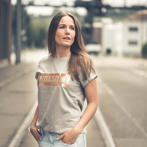 Statement Damen T-Shirt *Einzelstück* Rosegold - vegan - aus nachhaltiger Bio-Baumwolle und fairer Herstellung - lockere Passform