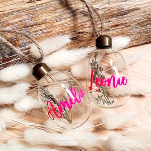 Huevo de cristal personalizado para colgar con nombre - Huevo de Pascua - relleno de flores o plumas secas - 6 x 4 cm - idea de regalo para Pascua