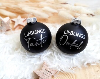 Personalisierte Christbaumkugel / Weihnachtskugel mit Wunschtext - aus Glas - Ø 6 cm - Geschenkidee zu Weihnachten