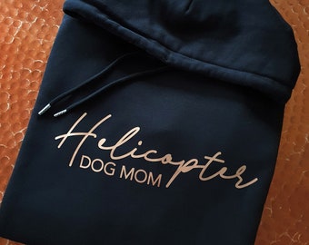 Statement Hoodie Unisex *Helicopter dog mom* Rosegold - vegan sweater from sustainable production