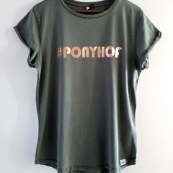 Statement Damen T-Shirt *Ponyhof* Rosegold - vegan - aus nachhaltiger Bio-Baumwolle und fairer Herstellung - lockere Passform