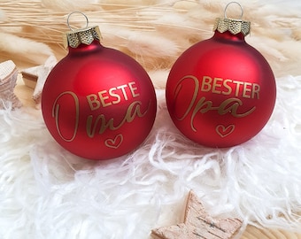 Personalisierte Christbaumkugel / Weihnachtskugel mit Wunschtext - aus Glas - Ø 6 cm - Geschenkidee zu Weihnachten