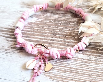 EM ceramic necklace *Gipsymee* Love Story No. 2 - cute rope jewelry collar for dogs - pink and rose gold