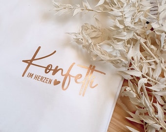 Statement Damen T-Shirt *Konfetti im Herzen* - vegan - aus nachhaltiger Bio-Baumwolle und fairer Herstellung - lockere Passform