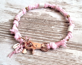 EM ceramic necklace *Gipsymee* Love Story No. 2 - cute rope jewelry collar for dogs - pink and rose gold