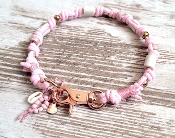 EM-Keramik Kette *Gipsymee* Love Story No. 2 - süßes Tau Schmuckhalsband für Hunde - Rosa und Rosegold