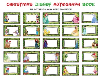 glitter christmas disney autograph book printables disney etsy