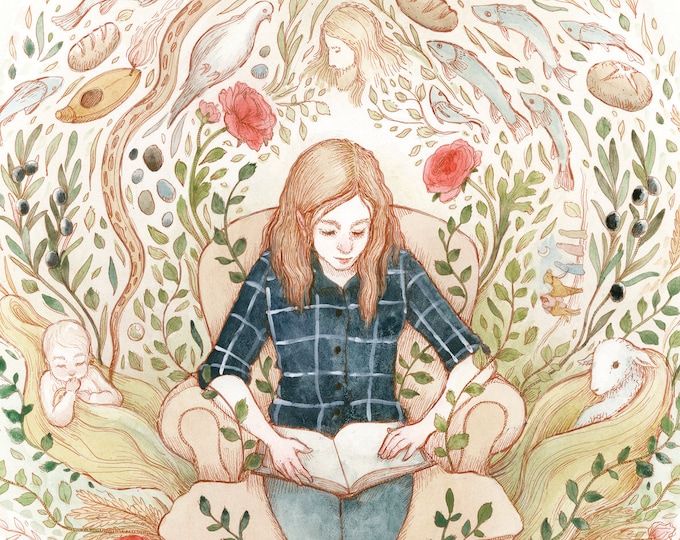 Fine Art Print feast // Girl Reading Scriptures // LDS Art ...