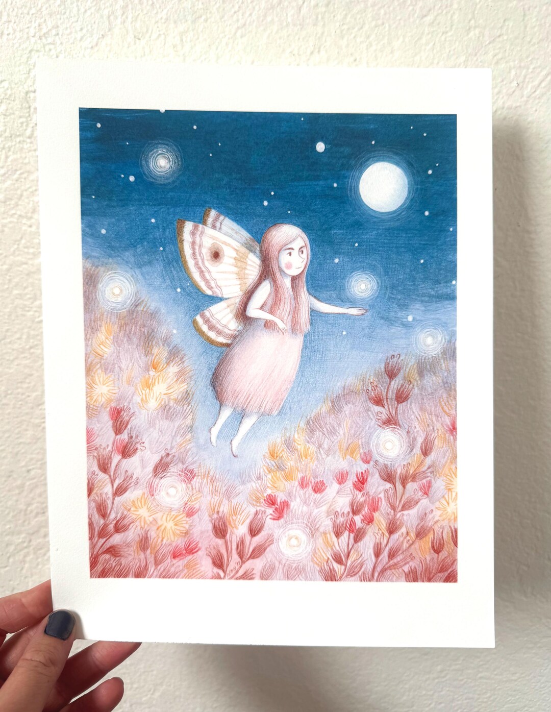 Moonlight Fairy Art Print // Gouache and Colored Pencil Illustration ...