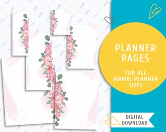 Printable note planner pages. Printable The Happy Planner inserts. Instant download page kit. Pink Bloom / PP-0055