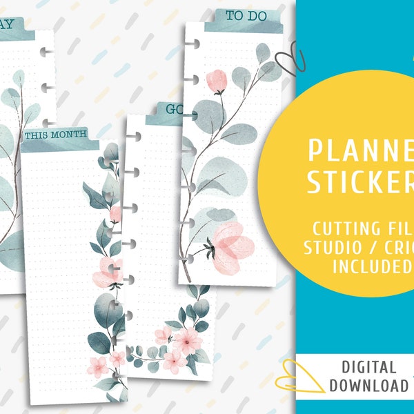 Floral Planner Dividers. Printable Planner Tabs. Dividers For Mcro Happy Notes. Floral Divider Kit / PA-0005