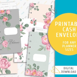 Printable Cash Envelope Kit. Printable Cash Envelope System. Cash Envelopes and Inserts For Planner. Pink Bloom / PP-0056