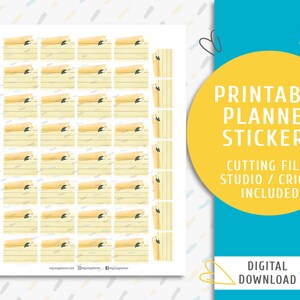 Printable Torn Paper Stickers. Instant download planner sticker kit. Vintage Lemon Sticky Note Stickers / SS-0015