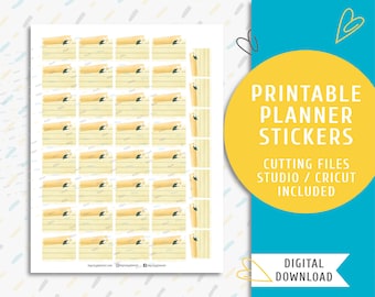 Printable Torn Paper Stickers. Instant download planner sticker kit. Vintage Lemon Sticky Note Stickers / SS-0015