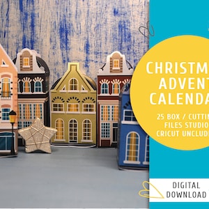 Winter Advent Calendar. Printable Christmas Decor. Christmas city / CAC-0002