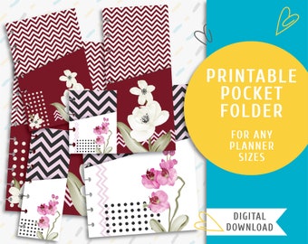 Printable Planner Pocket Folder Kit. Printable Planner Folder System. Pink Orchid Pocket Folders / PA-0006