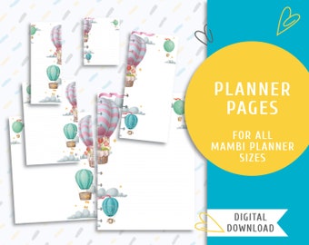 Printable note planner pages. Printable The Happy Planner inserts. Instant download page kit for notes. Hot Air Balloon / PP-0059