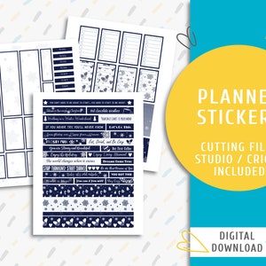 Dark Blue Weekly Sticker Kit. Printable Planner Sticker Weekly Kit. Frame and Sign Sticker Kit / SK-0003