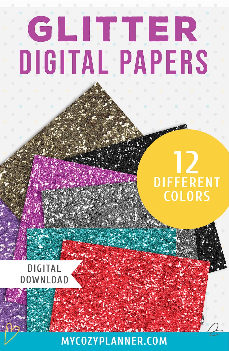 Printable Papers. Digital Glitter Paper. Instant Download Etsy