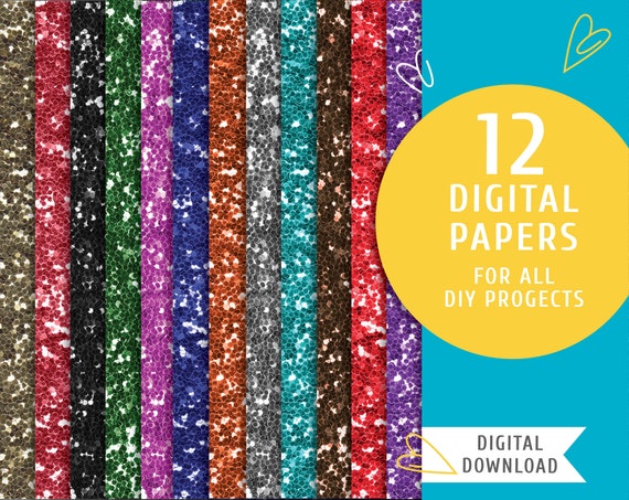 Printable Papers. Digital Glitter Paper. Instant Download | Etsy