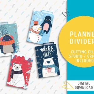 Cute Winter Planner Dividers. Printable Planner Tabs. Dividers For Micro Happy Notes. Cute Winter Animals Divider Kit / PA-0011