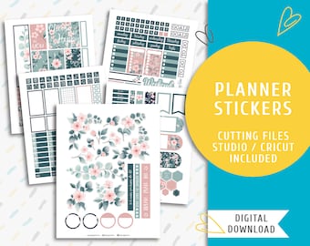 Printable Flowers Planner Sticker Kit. Weekly Planner Stickers. Elegant Flowers Sticker Kit / SK-0023