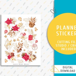 Stylish Christmas Stickers. Printable download planner sticker kit. Stylish Christmas Stickers / SS-0035