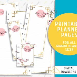 Printable note planner pages. Printable The Happy Planner inserts. Instant download page kit. Japanese Sakura / PP-0021