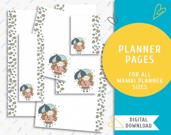 Printable note planner pages. Printable The Happy Planner inserts. Instant download page kit for notes. Autumn Girl 2 / PP-0011