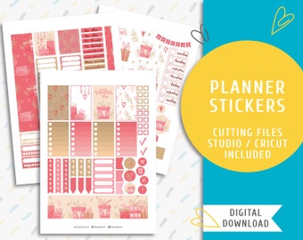 Watercolor Weekly Sticker Kit. Printable Planner Sticker Weekly Kit. Happy Valentines Sticker Kit / SK-0010