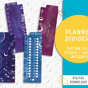 Mystery Galaxy Planner Dividers. Printable Planner Tabs. Dividers For Micro Happy Notes. Mystery Galaxy Divider Kit / PA-0017