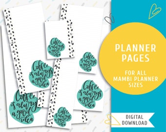 Printable note planner pages. Printable The Happy Planner inserts. Instant download page kit. Coffee Is Always A Good Idea / PP-0026