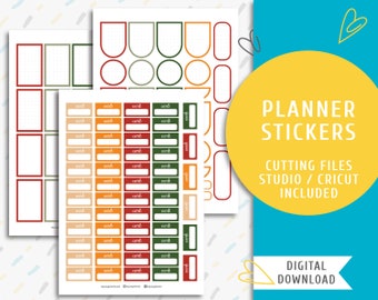 Printable Stickers. Instant download planner sticker kit. Colorfull Work and Frames/ SS-0033