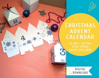 Christmas Advent Calendar. Printable Christmas Decor. Snow / CAC-0001