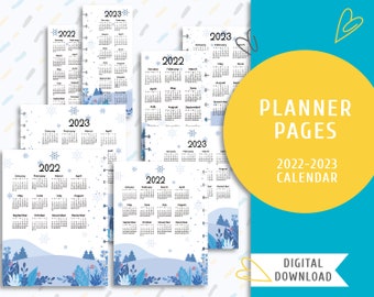 Printable note planner pages. Printable The Happy Planner inserts. Instant download page kit for notes. Cute Calendar 2022-2023 / PP-0050