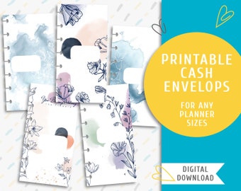 Printable Cash Envelope Kit. Printable Cash Envelope System. Cash Envelopes and Inserts For Planner. Fine Flowers / PP-0061