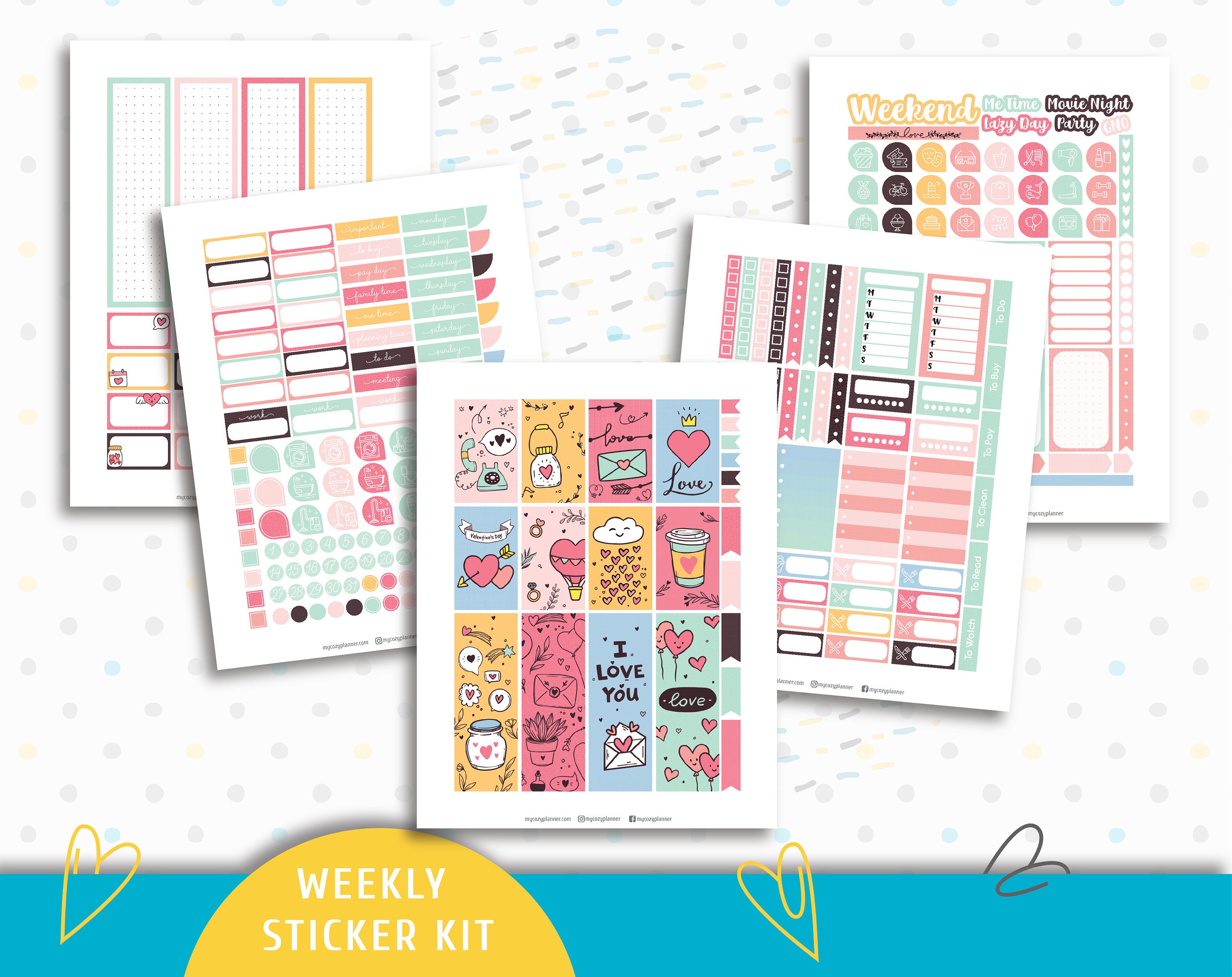 Printable Planner Pack Doodle Love. 7 Matching Planner Printables for ...