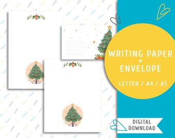 Printable writing paper Printable letter paper Printable envelope Printable stationery Instant download Warm Christmas paper